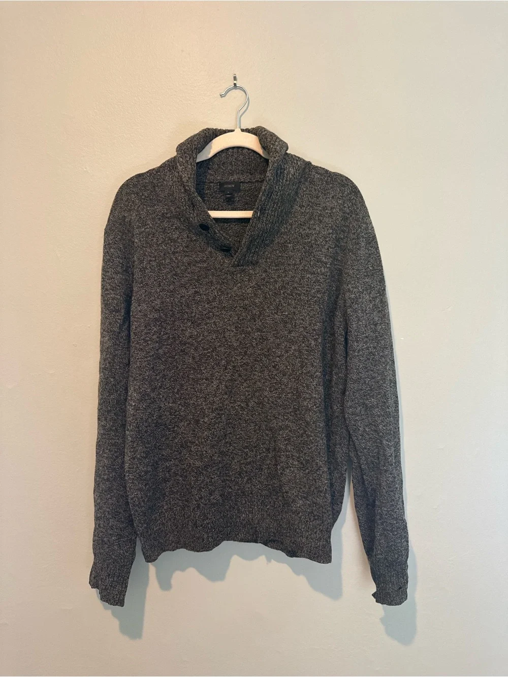 J. Crew Men's Gray Shawl-Neck Turtleneck Sweater